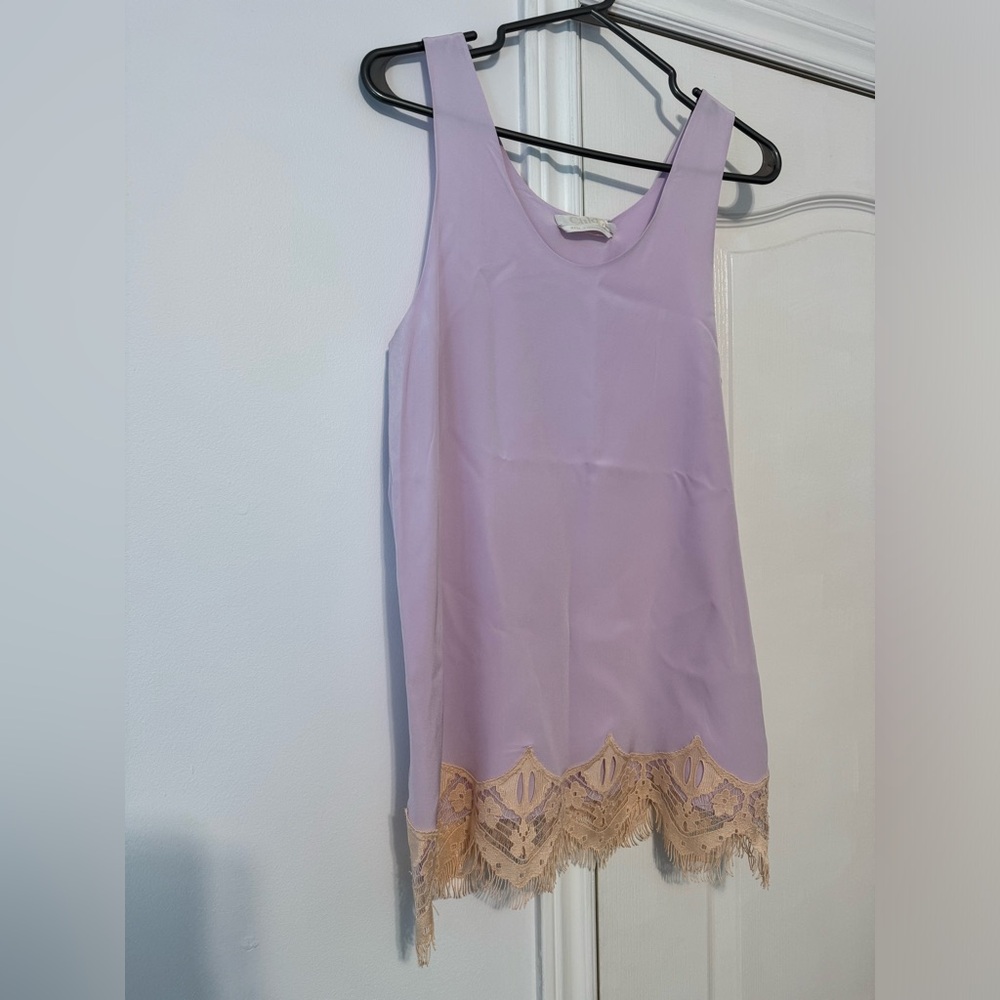 Chloe Silk Chemise in Lavender and Beige